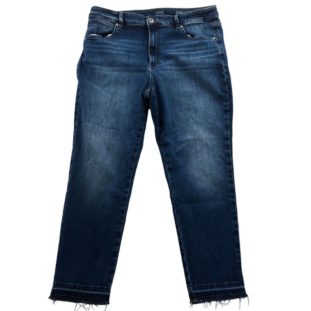 J. Jill Womens Jeans Size 14P High-Rise Slim-Leg Ankle Blue Dark Denim Classic